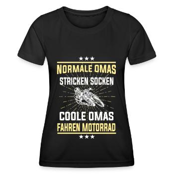 Coole Omas fahren Motorrad - Bikerin Shirt - Frauen Funktions-T-Shirt - Schwarz - Vorne - AI Model Female 172 light (172cm)