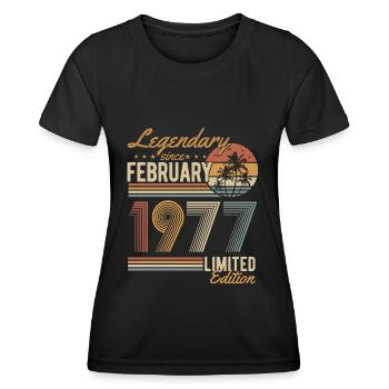 Février 1977 Born Birthday Retro - T-shirt sport Femme - noir - Devant - AI Model Female 172 light (172cm)