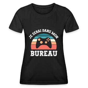 je serai dans mon bureau - T-shirt sport Femme - noir - Devant - AI Model Female 172 light (172cm)