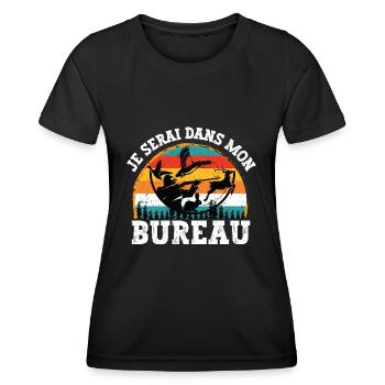 je serai dans mon bureau - T-shirt sport Femme - noir - Devant - AI Model Female 172 light (172cm)