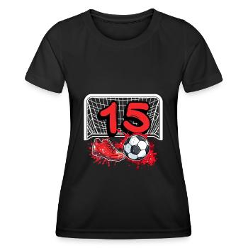 15. Geburtstag Fußball - Frauen Funktions-T-Shirt - Schwarz - Vorne - AI Model Female 172 light (172cm)