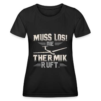 Segelflugzeug - Frauen Funktions-T-Shirt - Schwarz - Vorne - AI Model Female 172 light (172cm)
