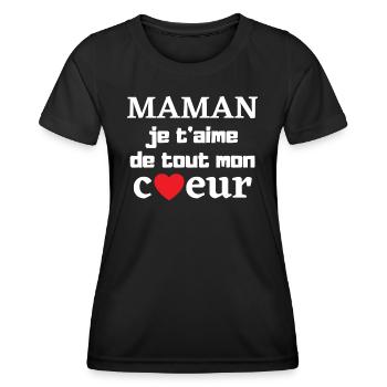 Cadeau Pour Maman Original Message - T-shirt sport Femme - noir - Devant - AI Model Female 172 light (172cm)
