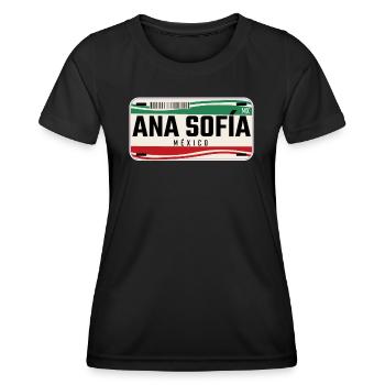 Ana Sofia Plaques de véhicule mexicaines personnalisées w - T-shirt sport Femme - noir - Devant - AI Model Female 172 light (172cm)