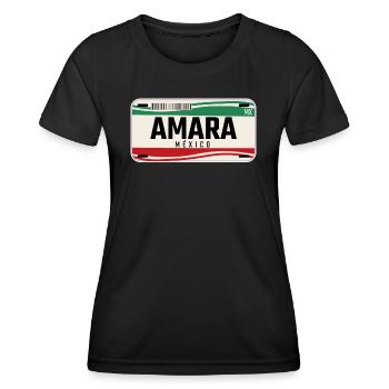 Amara Personalized Mexican Vehicle plates w name - Women's Functional T-Shirt - black - Front - AI Model Female 172 light (172cm)