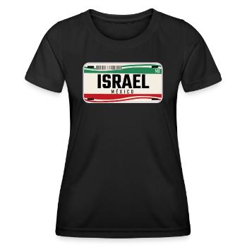 Israël Plaques de véhicule mexicaines personnalisées w nom - T-shirt sport Femme - noir - Devant - AI Model Female 172 light (172cm)