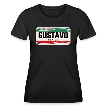 Gustavo Plaques de véhicule mexicaines personnalisées w nom - T-shirt sport Femme - noir - Devant - AI Model Female 172 light (172cm)
