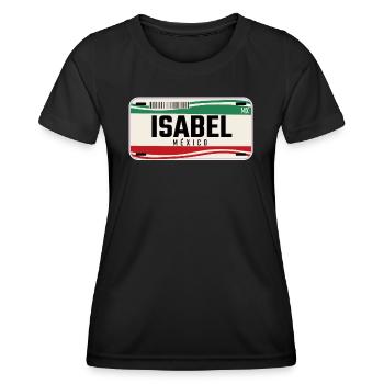 Isabel Plaques de véhicule mexicaines personnalisées w nom - T-shirt sport Femme - noir - Devant - AI Model Female 172 light (172cm)