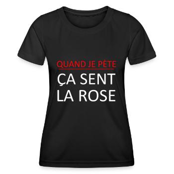 Quand je pète ça sent la rose - T-shirt sport Femme - noir - Devant - AI Model Female 172 light (172cm)