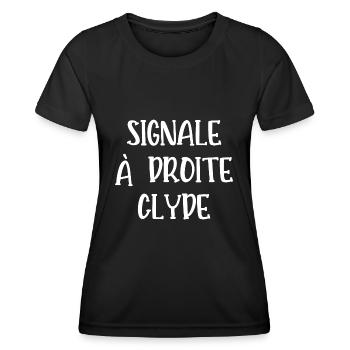 signale à droite clyde - T-shirt sport Femme - noir - Devant - AI Model Female 172 light (172cm)