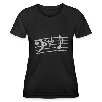 Notes de clé de fa musicien basse bassiste - T-shirt sport Femme - noir - Devant - AI Model Female 172 light (172cm)