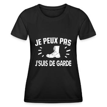je peux pas je suis de garde - T-shirt sport Femme - noir - Devant - AI Model Female 172 light (172cm)
