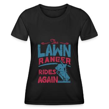 We Ride At Dawn Dad Lawn Mower Make Laugh Day Yard - Frauen Funktions-T-Shirt - Schwarz - Vorne - AI Model Female 172 light (172cm)