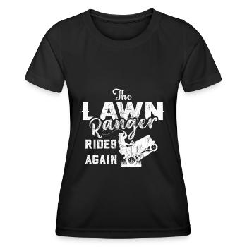 We Ride At Dawn Dad Lawn Mower Make Laugh Day Yard - Frauen Funktions-T-Shirt - Schwarz - Vorne - AI Model Female 172 light (172cm)