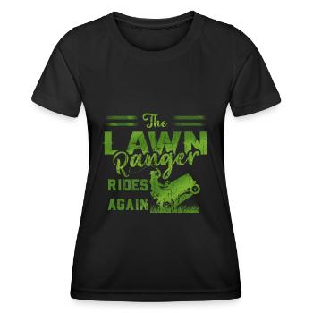 We Ride At Dawn Dad Lawn Mower Make Laugh Day Yard - Frauen Funktions-T-Shirt - Schwarz - Vorne - AI Model Female 172 light (172cm)