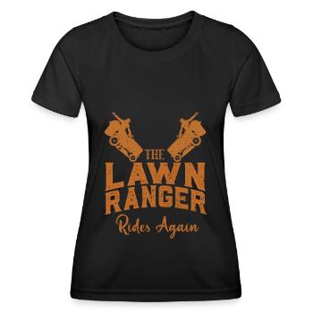 We Ride At Dawn Dad Lawn Mower Make Laugh Day Yard - Frauen Funktions-T-Shirt - Schwarz - Vorne - AI Model Female 172 light (172cm)