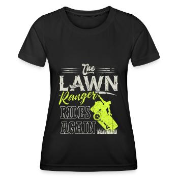 We Ride At Dawn Dad Lawn Mower Make Laugh Day Yard - Frauen Funktions-T-Shirt - Schwarz - Vorne - AI Model Female 172 light (172cm)