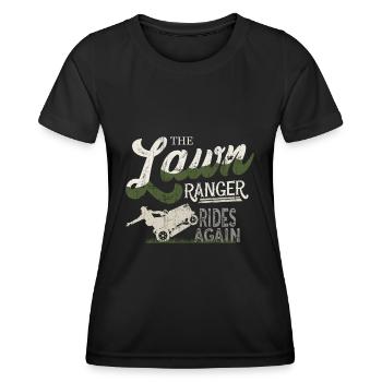 We Ride At Dawn Dad Lawn Mower Make Laugh Day Yard - Frauen Funktions-T-Shirt - Schwarz - Vorne - AI Model Female 172 light (172cm)