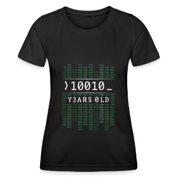 10010 JAHRE ALT BINÄRCODE 18. GEBURTSTAG GESCHENK - Frauen Funktions-T-Shirt - Schwarz - Vorne - AI Model Female 172 light (172cm)