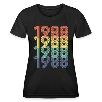 Cool Retro 1988, 34 Jahre alt, Geschenk zum 34. Geburtstag - Frauen Funktions-T-Shirt - Schwarz - Vorne - AI Model Female 172 light (172cm)