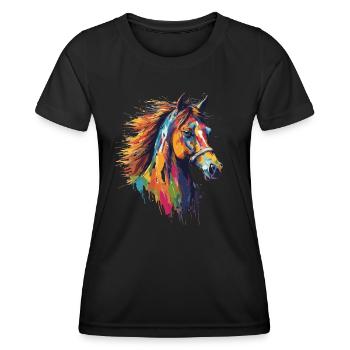 Reiten, Dressur, Springen, Reiterhof - Frauen Funktions-T-Shirt - Schwarz - Vorne - AI Model Female 172 light (172cm)