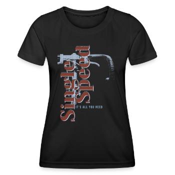 Single Speed Bike T-Shirt – Retro Design - Frauen Funktions-T-Shirt - Schwarz - Vorne - AI Model Female 172 light (172cm)