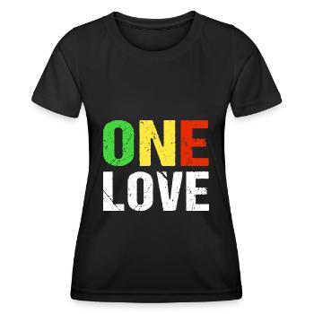 One Love Reggae Musik Jamaica - Frauen Funktions-T-Shirt - Schwarz - Vorne - AI Model Female 172 light (172cm)