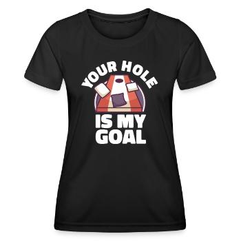 Your hole Is My Goal Cornhole Corn hole Säcke - Frauen Funktions-T-Shirt - Schwarz - Vorne - AI Model Female 172 light (172cm)