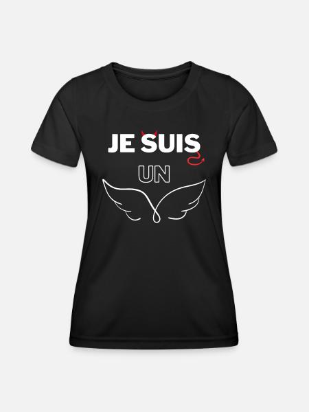 Je suis un ange diabolique - T-shirt sport Femme - noir