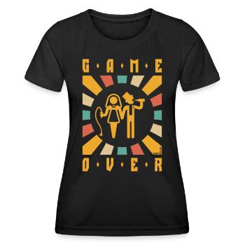 Game Over (Fouet / Bière / JGA / Rayons / 4C) - T-shirt sport Femme - noir - Devant - AI Model Female 172 light (172cm)