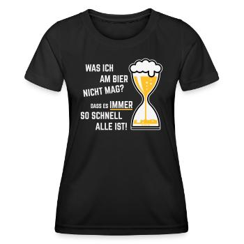 Was Ich Am Bier Nicht Mag? (Sanduhr Bieruhr / 3C) - Frauen Funktions-T-Shirt - Schwarz - Vorne - AI Model Female 172 light (172cm)