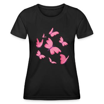 Schmetterlinge Schmetterling Design - Frauen Funktions-T-Shirt - Schwarz - Vorne - AI Model Female 172 light (172cm)