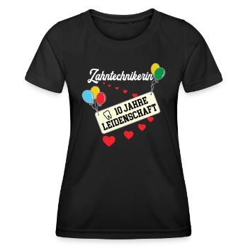Zahntechnikerin 10 jähriges Jubiläum 10. Jahre - Frauen Funktions-T-Shirt - Schwarz - Vorne - AI Model Female 172 light (172cm)