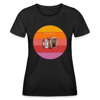 coucher de soleil accordéon rétro vintage coucher de soleil - T-shirt sport Femme - noir - Devant - AI Model Female 172 light (172cm)