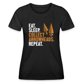 Eat Sleep Collect Arrowheads Repeat Hunting Tips - Women's Functional T-Shirt - black - Front - AI Model Female 172 light (172cm)
