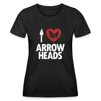 I love Arrowheads Jagdspitzen Arrowhead Hunter - Frauen Funktions-T-Shirt - Schwarz - Vorne - AI Model Female 172 light (172cm)