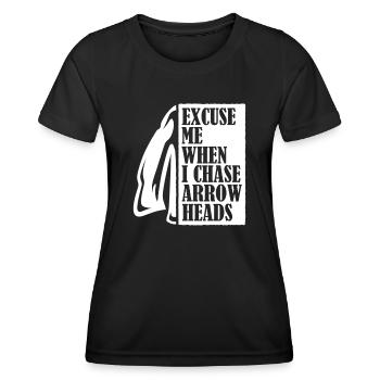Excuse Me When I Chase Arrowheads Jagdspitzen - Frauen Funktions-T-Shirt - Schwarz - Vorne - AI Model Female 172 light (172cm)