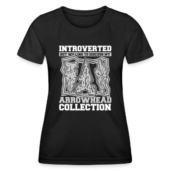 Introverti mais prêt à discuter des pointes de flèches - T-shirt sport Femme - noir - Devant - AI Model Female 172 light (172cm)