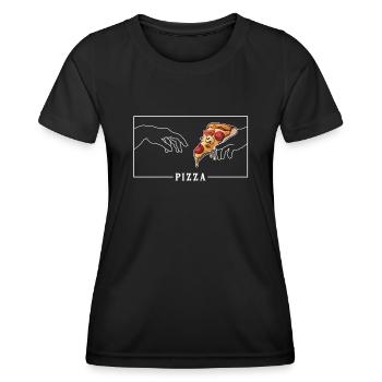 Michelangelo Création d’Adam Pizza Pizza - T-shirt sport Femme - noir - Devant - AI Model Female 172 light (172cm)