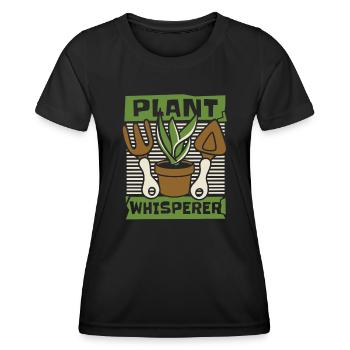 Jardin de jardin de jardin de jardin de jardin murmure de plantes - T-shirt sport Femme - noir - Devant - AI Model Female 172 light (172cm)