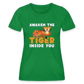 Awaken The Tiger Inside You Königstiger - Frauen Funktions-T-Shirt - Kelly Green - Vorne - AI Model Female 172 dark (172cm)