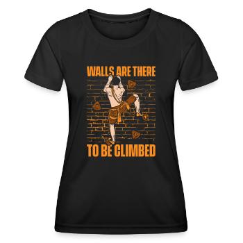 Walls Are There To Be Climbed Sport Climbing - Women's Functional T-Shirt - black - Front - AI Model Female 172 light (172cm)