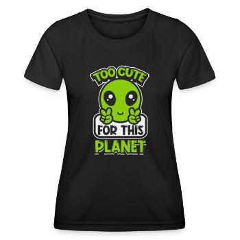 Trop mignon pour cette conspiration de la planète - T-shirt sport Femme - noir - Devant - AI Model Female 172 light (172cm)