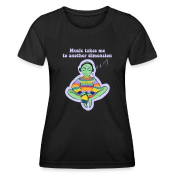 La musique m’emmène dans une autre dimension Ovni - T-shirt sport Femme - noir - Devant - AI Model Female 172 light (172cm)