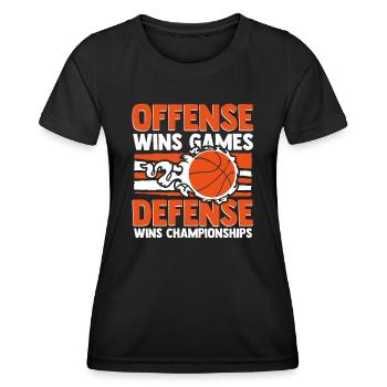 Offense Wins Games Defense Wins Championships - Frauen Funktions-T-Shirt - Schwarz - Vorne - AI Model Female 172 light (172cm)