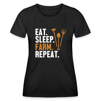 Eat Sleep Farm Repeat Agriculture Organic Farmer - Women's Functional T-Shirt - black - Front - AI Model Female 172 light (172cm)
