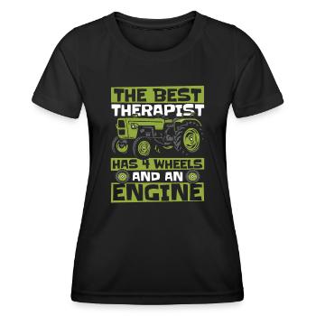The Best Therapist Has 4 Wheels Bauer Biobauer - Women's Functional T-Shirt - black - Front - AI Model Female 172 light (172cm)