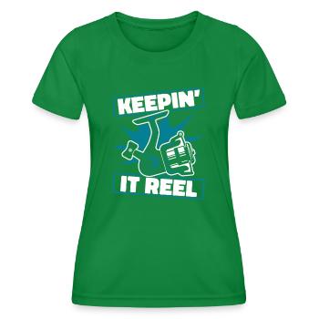 Keepin It Reel Spin Pêcheur Pêcheur De Mer Profonde Pêcheur - T-shirt sport Femme - vert - Devant - AI Model Female 172 dark (172cm)