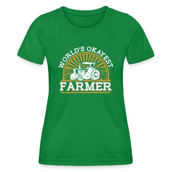 World's Okayest Farmer Agriculture Organic Farmer - Women's Functional T-Shirt - kelly green - Front - AI Model Female 172 dark (172cm)