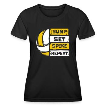 Bump Set Spike Repeat Volleyballfreak Volleyball - Frauen Funktions-T-Shirt - Schwarz - Vorne - AI Model Female 172 light (172cm)